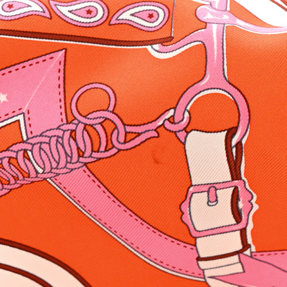 Hermes Silk Balusoie Vache Hunter La Promenade du Matin Bandana Bag Orange Poppy Fauve 7 of 9