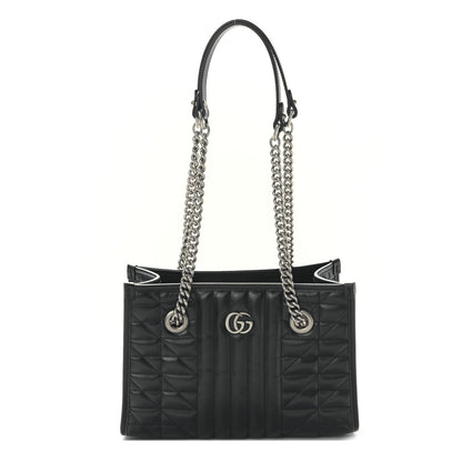 Gucci Calfskin Matelasse Aria Small GG Marmont Shoulder Tote Black 1 of 8
