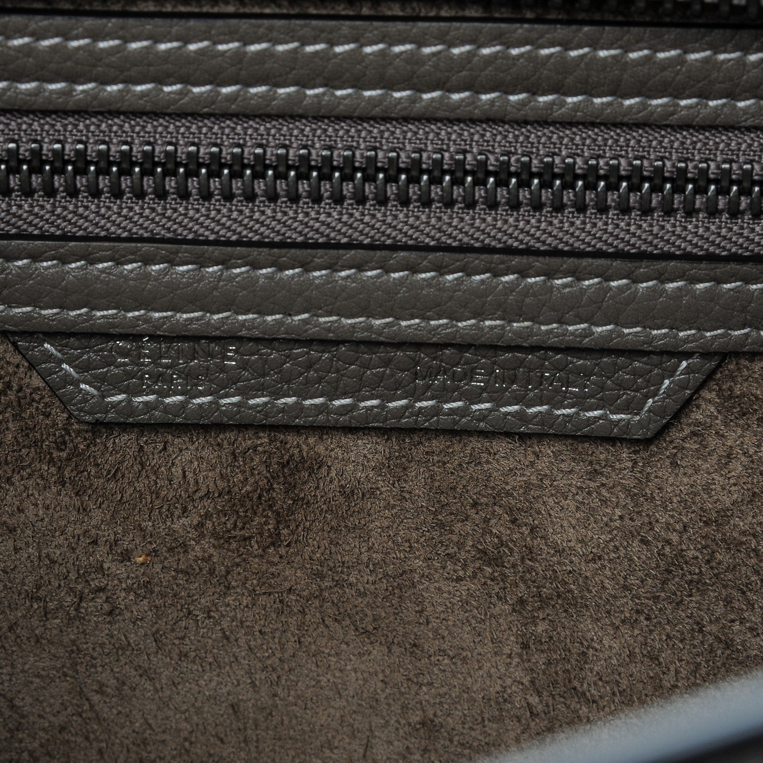 Celine Drummed Calfskin Micro Luggage Souris 6 of 6