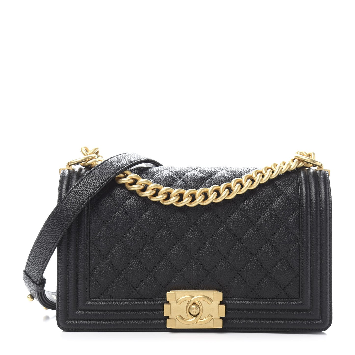 Caviar Quilted Medium Boy Flap Black