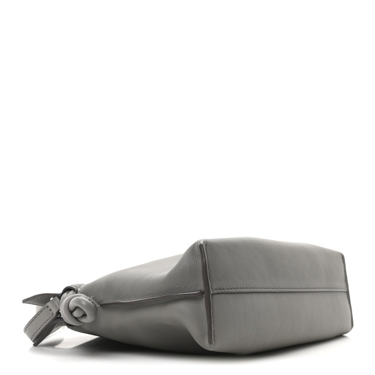 Calfskin Mini Flamenco Knot Clutch Pearl Grey