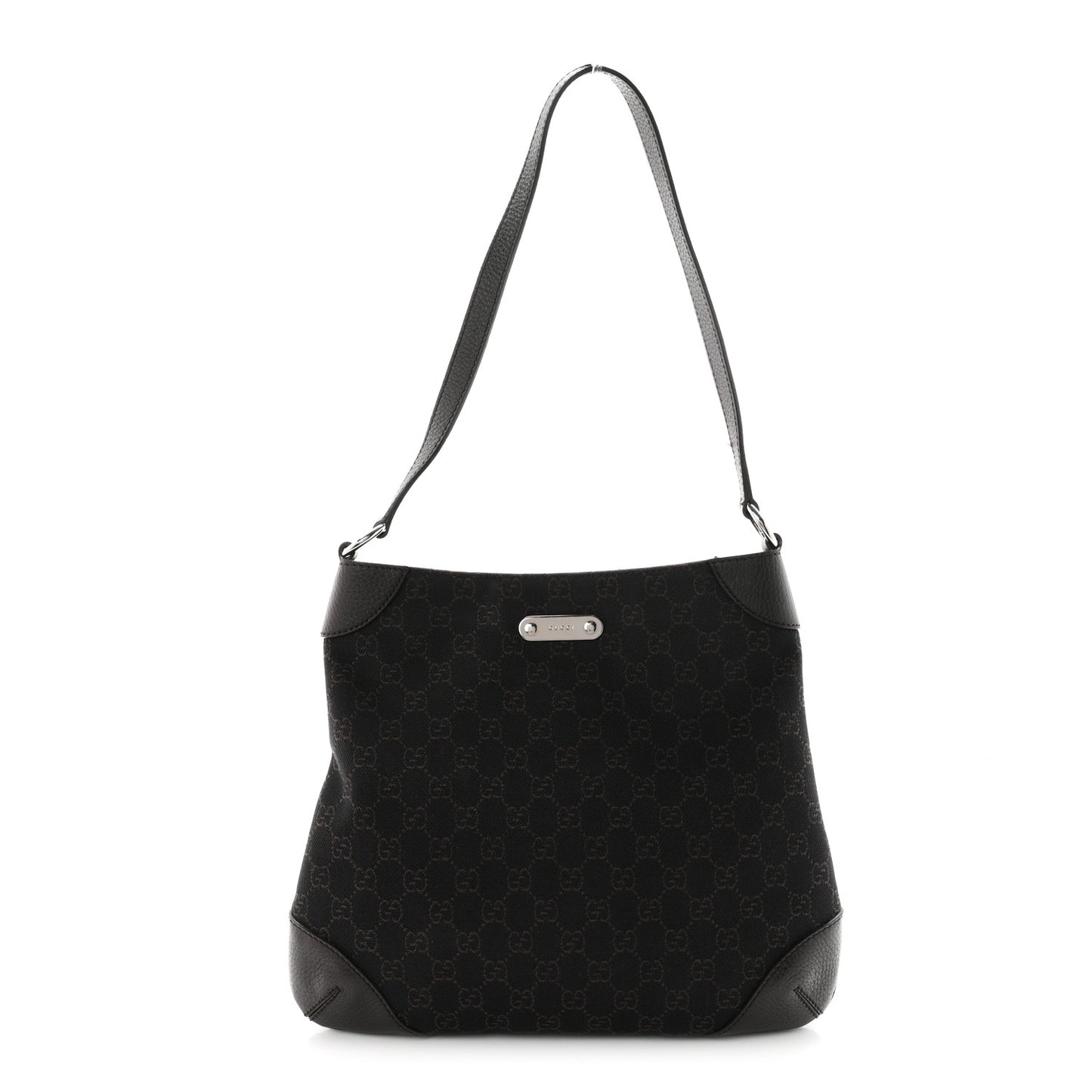 Denim GG Monogram Shoulder Bag Dark Brown