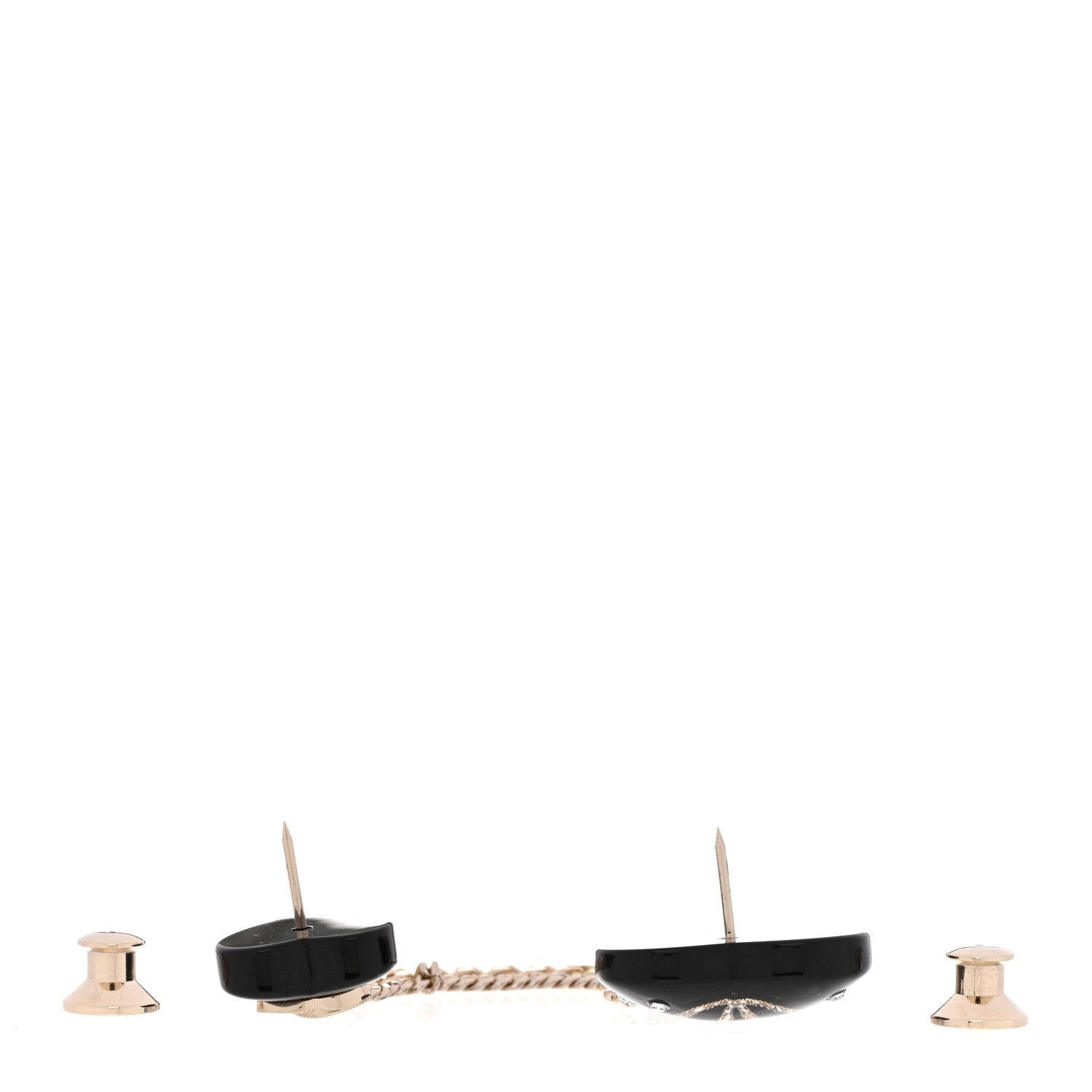 Chanel Resin Crystal CC Heart Multi Strand Chain Brooch Black Gold 4 of 5