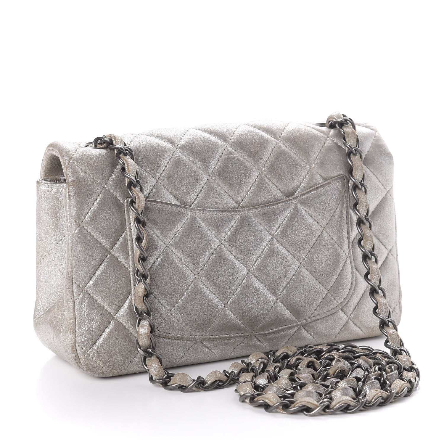 Chanel Metallic Lambskin Quilted Mini Rectangular Flap Silver 3 of 11