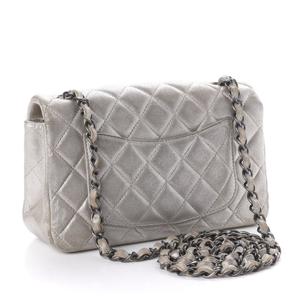 Chanel Metallic Lambskin Quilted Mini Rectangular Flap Silver 3 of 11