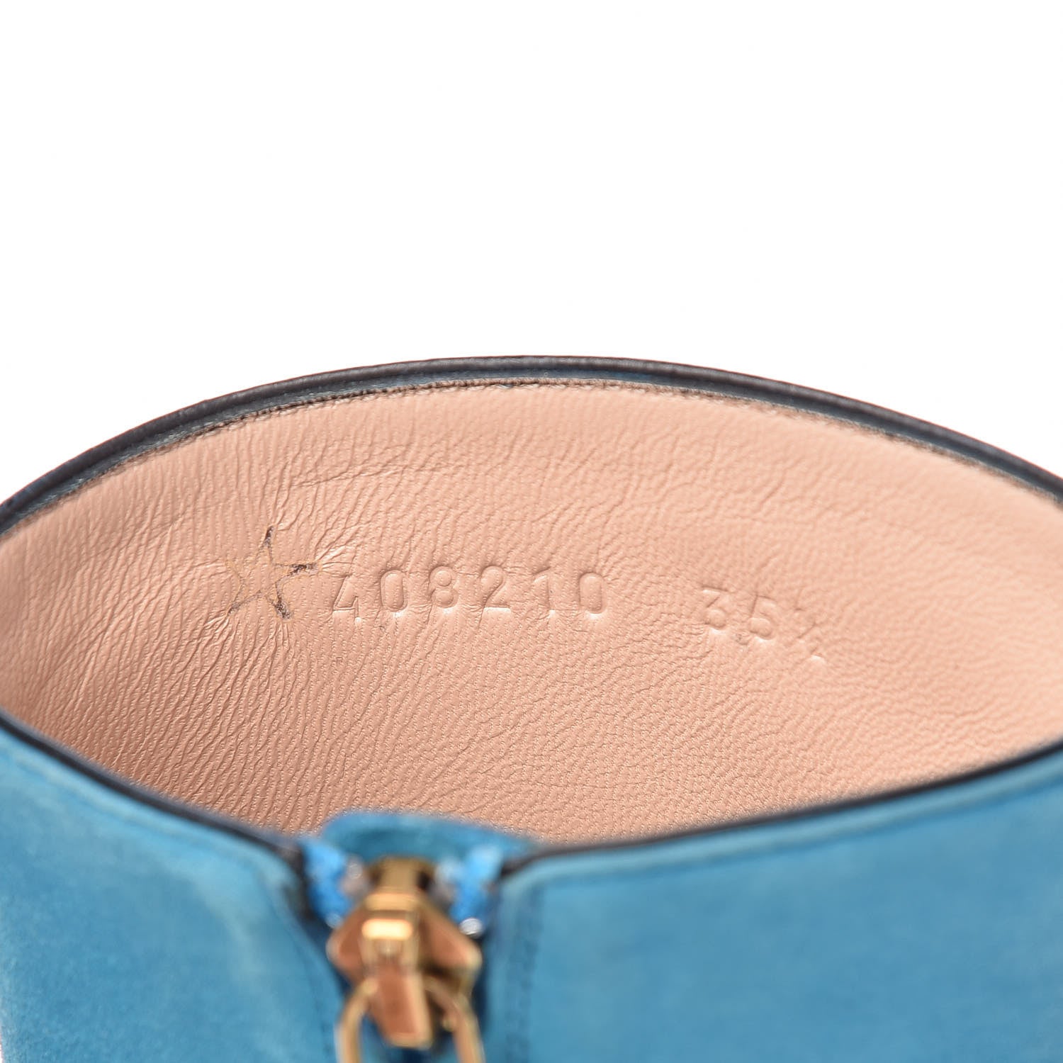 Gucci Kid Scamosciato GG Marmont Fringe 75mm Ankle Boots 35.5 New Bright Turquoise 8 of 12