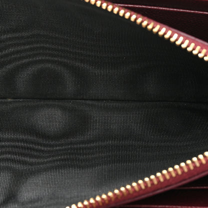 Saint Laurent Grain de Poudre Textured Matelasse Chevron Monogram Zip Around Wallet Rouge Legion 6 of 11