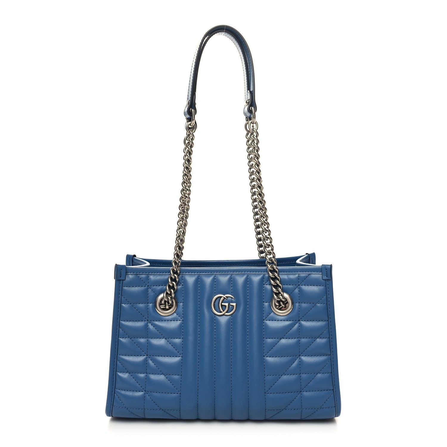Gucci Calfskin Matelasse Aria Small GG Marmont Shoulder Tote Clear Blue 1 of 10