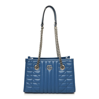 Gucci Calfskin Matelasse Aria Small GG Marmont Shoulder Tote Clear Blue 1 of 10