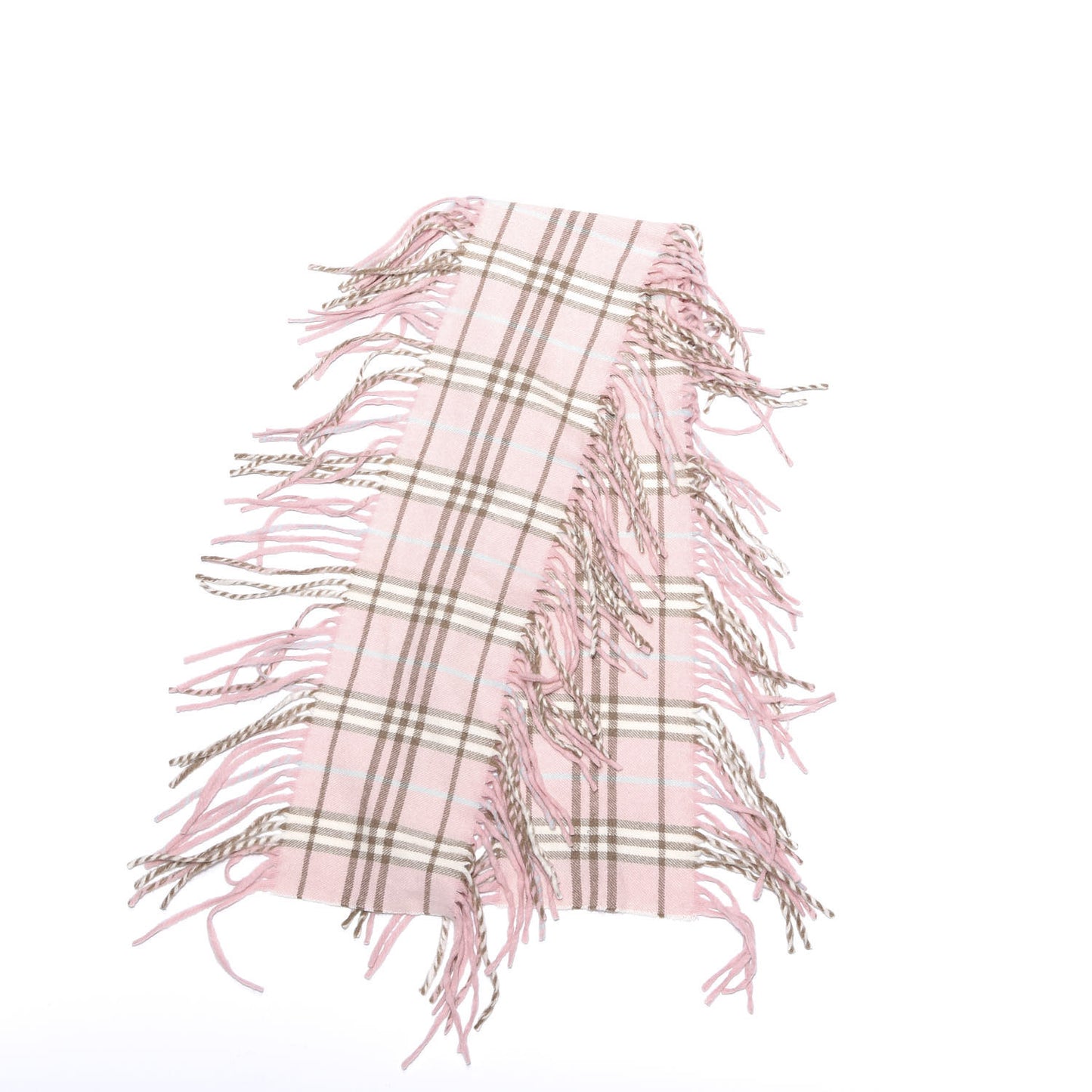 Cashmere Check Happy Fringe Scarf Pink