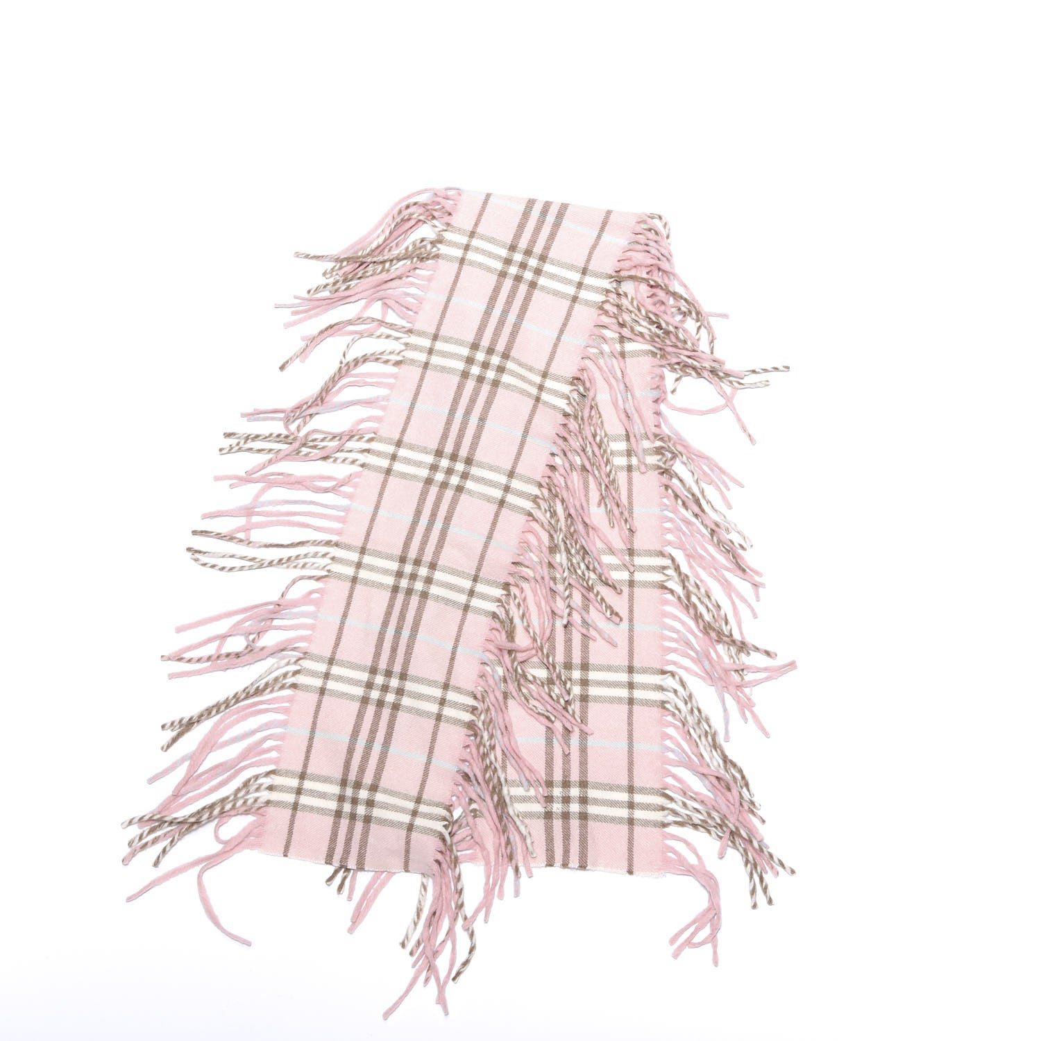 Burberry Cashmere Check Happy Fringe Scarf Pink 2 of 4