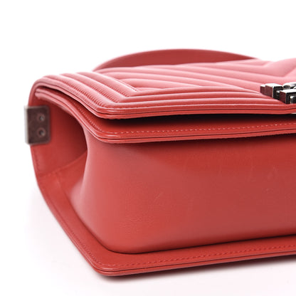 Chanel Calfskin Chevron Quilted Medium Boy Flap Red 8 of 11