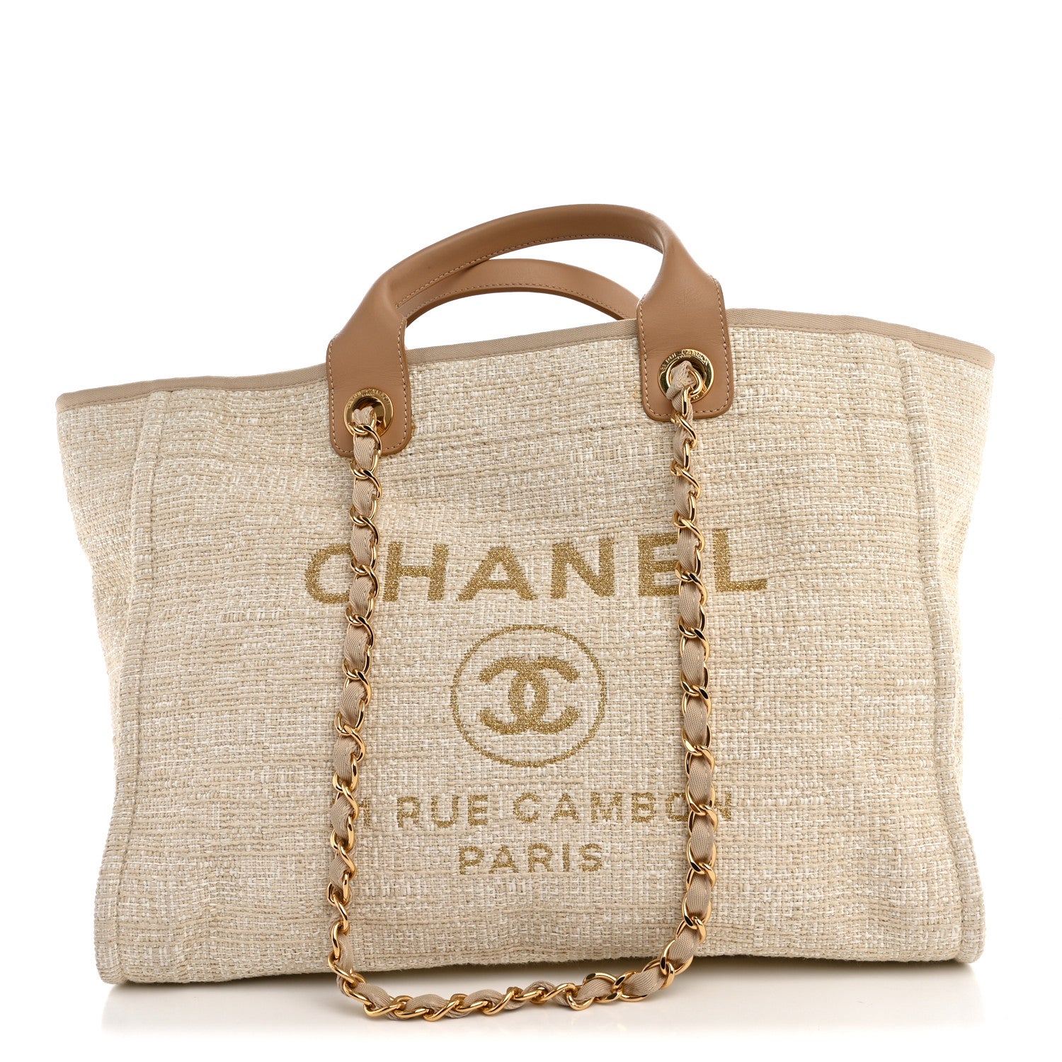 Chanel Canvas Medium Deauville Tote Light Beige 1 of 10