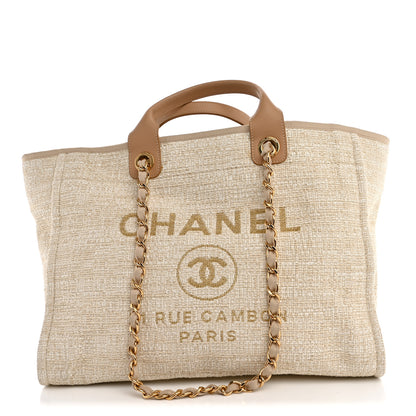 Chanel Canvas Medium Deauville Tote Light Beige 1 of 10