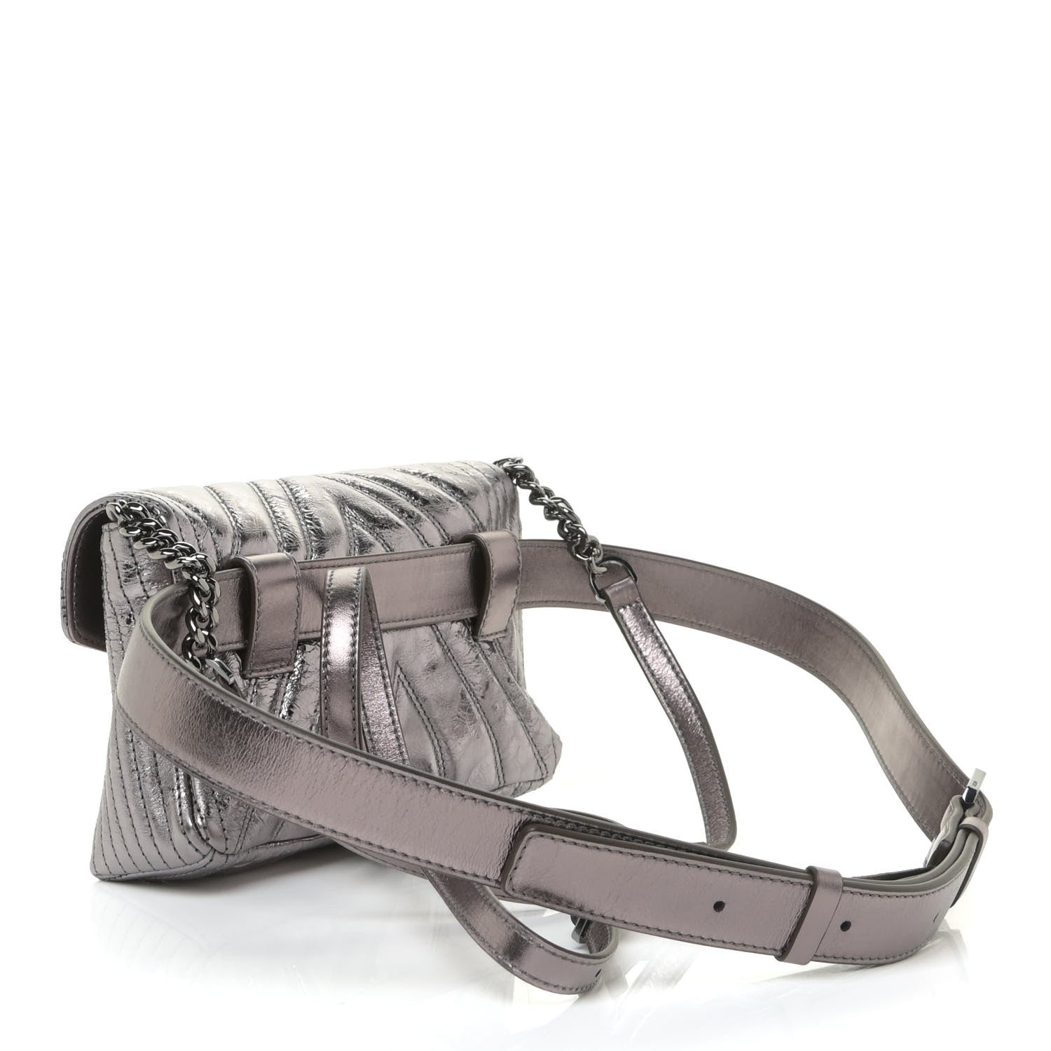 MCM Metallic Calfskin Small Patricia Belt Bag Berlin Silver 3 of 12