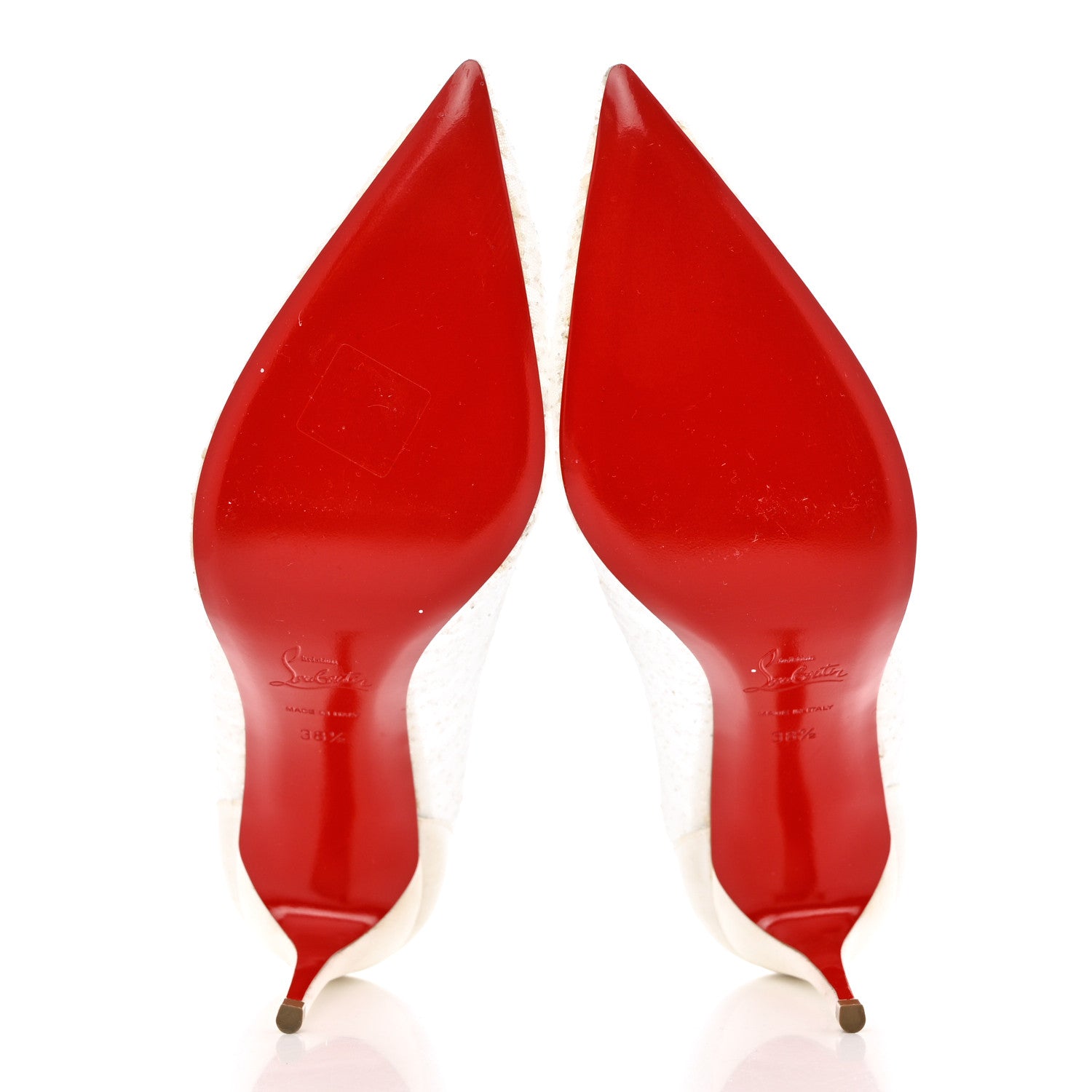 Christian Louboutin Tulle Glitter Satin Kate Draperia 85 Pumps 38.5 White 5 of 11