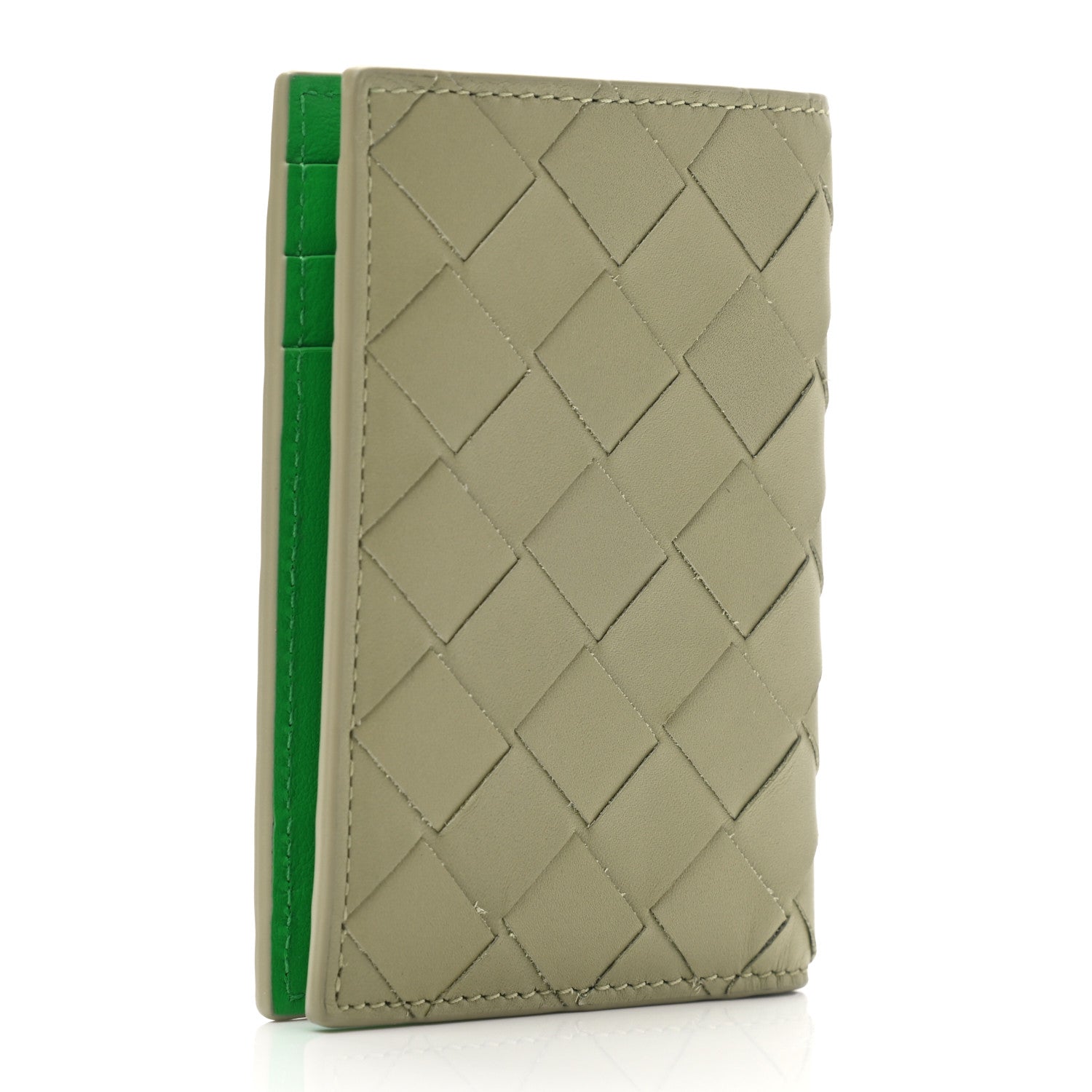 Bottega Veneta Calfskin Intrecciato Flap Card Case Travertine Parakeet 3 of 7