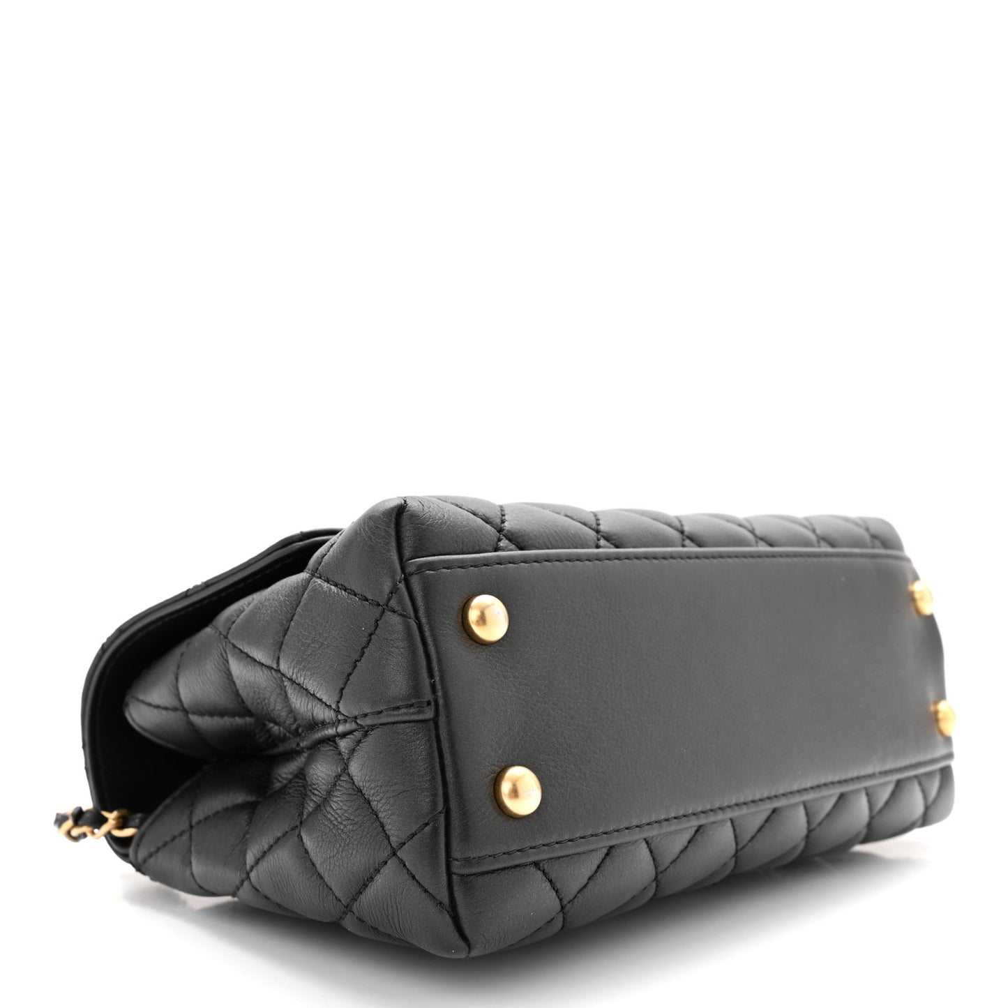 Calfskin Strass Quilted Mini Coco Handle Flap Black