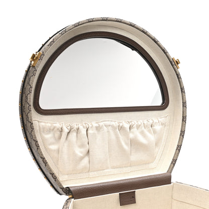 Gucci GG Supreme Monogram Textured Dollar Calfskin Web Savoy Hat Box Beige Ebony New Acero 5 of 10
