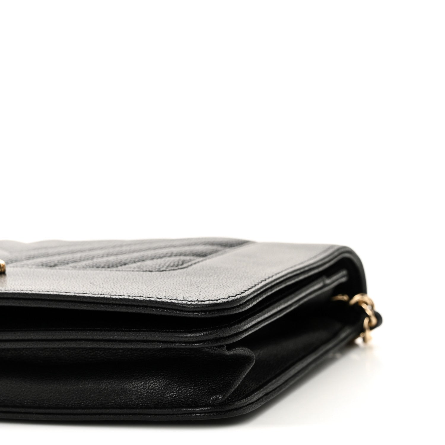 Chanel Caviar Sheepskin Chevron Quilted Vintage Mademoiselle Wallet On Chain WOC Black 11 of 11