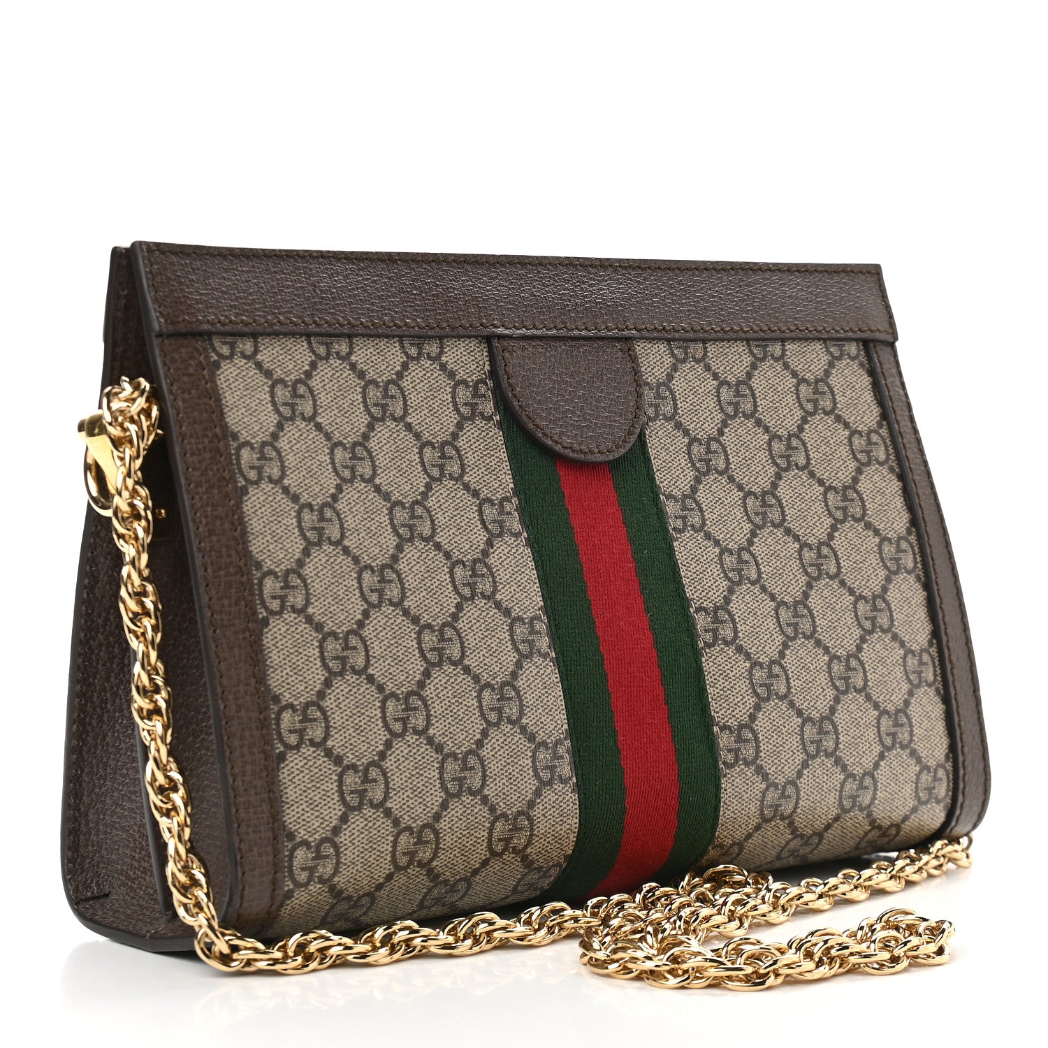Gucci GG Supreme Monogram Web Small Ophidia Chain Shoulder Bag Brown 3 of 9