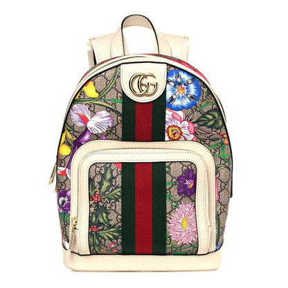 Gucci GG Supreme Monogram Flora Web Small Ophidia Day Backpack White 1 of 14