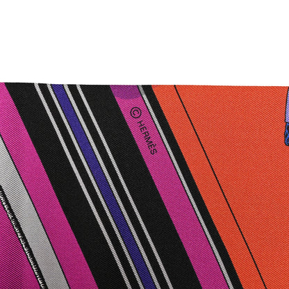 Hermes Silk Carre En Carres Maxi Twilly Rouge Vert Vif Violet 5 of 5