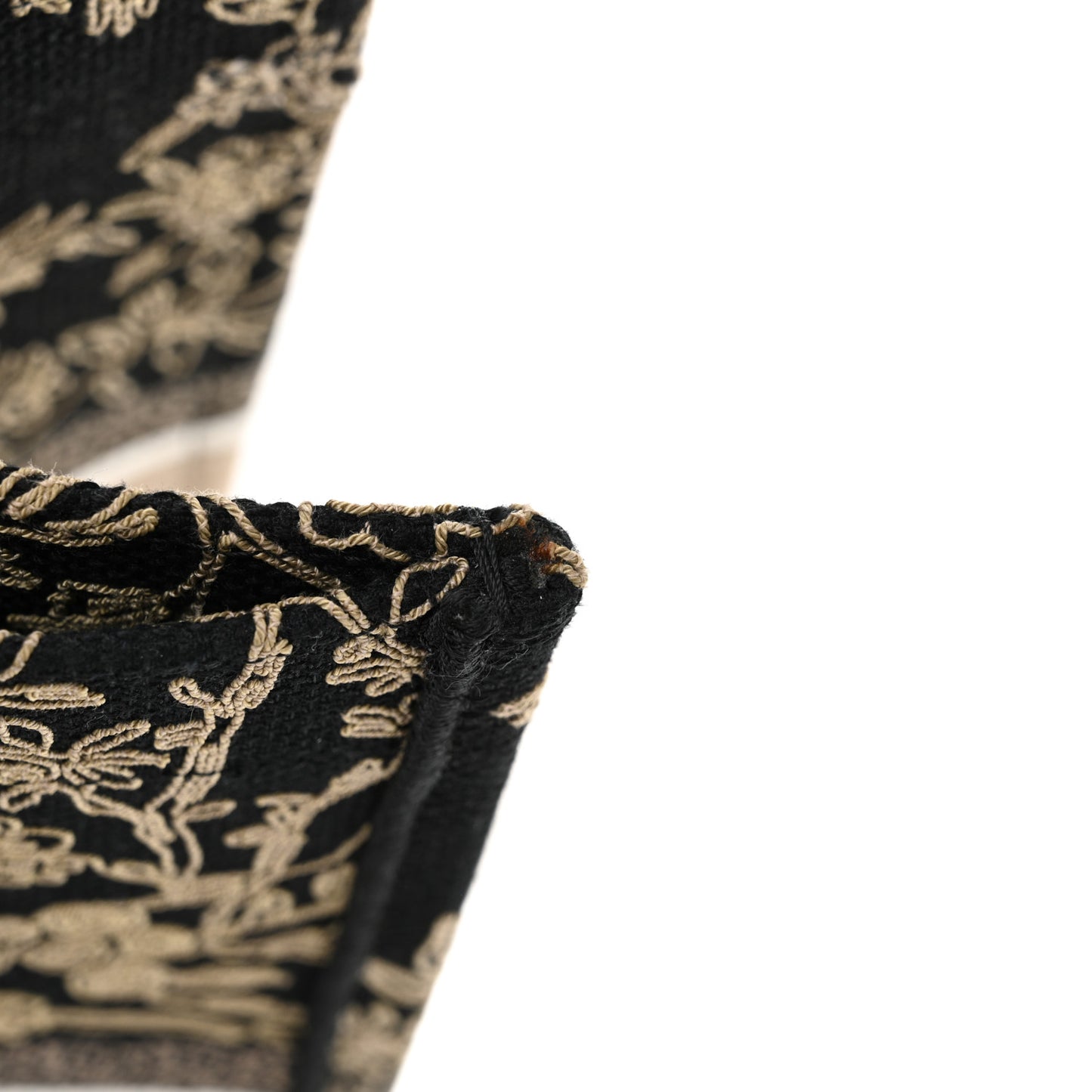 Canvas Embroidered Large Ornamental Cornely Book Tote Black Beige