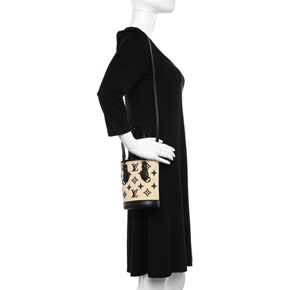 Louis Vuitton Cotton Calfskin Monogram Nano Bucket Bag Black 2 of 11