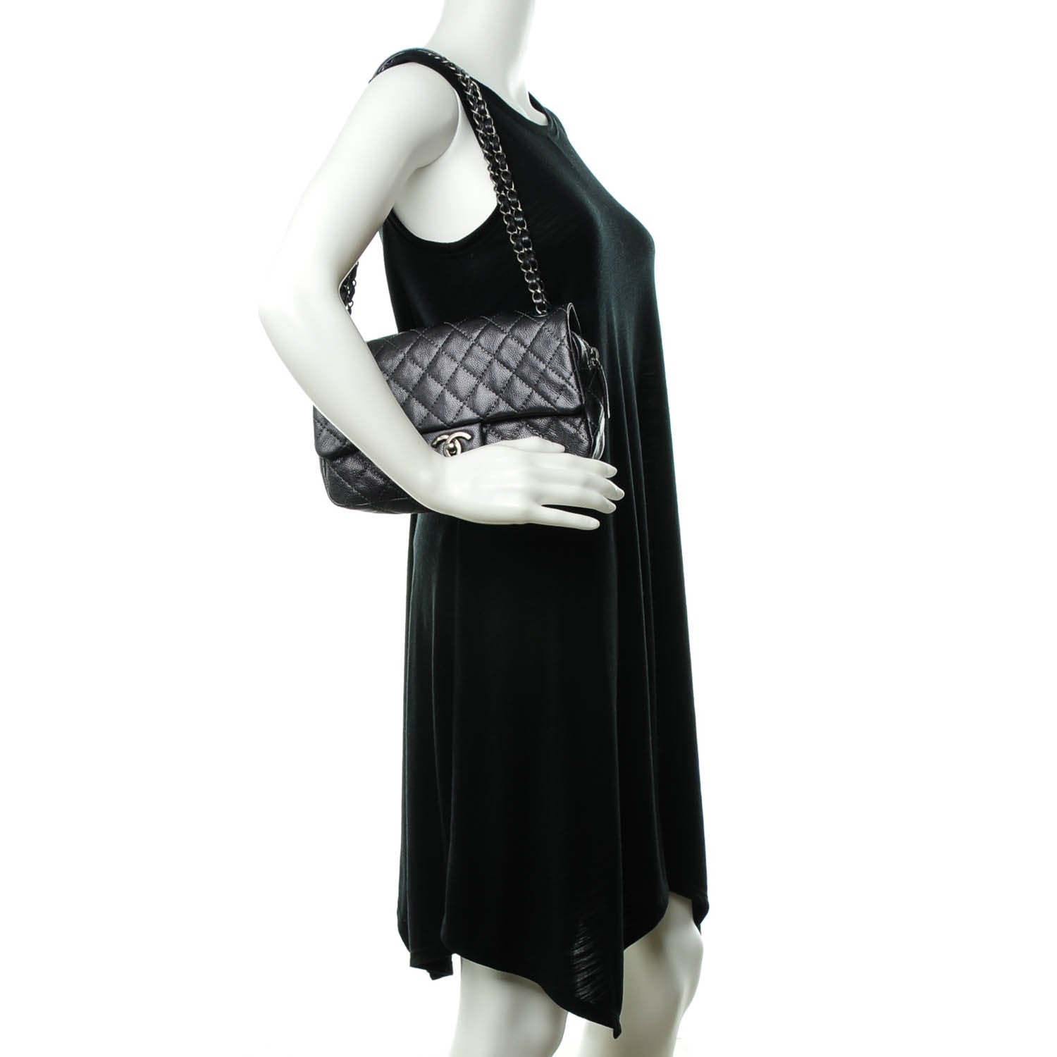 Chanel Caviar Quilted Jumbo Easy Flap Argent 2 of 8