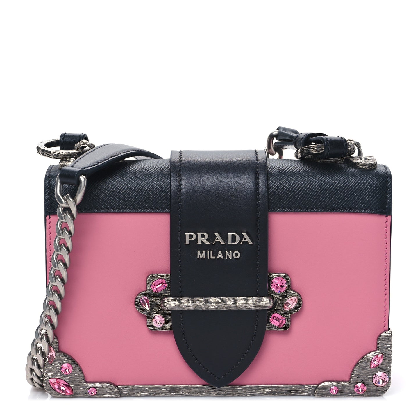 City Calfskin Saffiano Crystal Cahier Bag Begonia Black