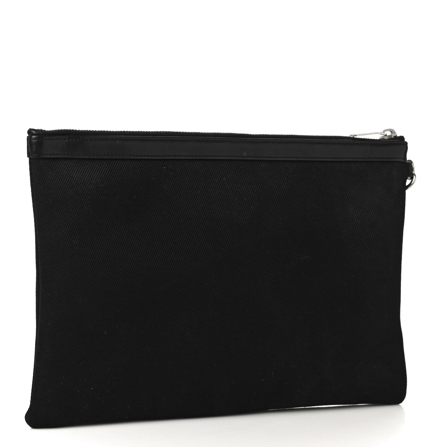 Saint Laurent Linen Canvas Rive Gouche Zipped Pouch Black 3 of 10
