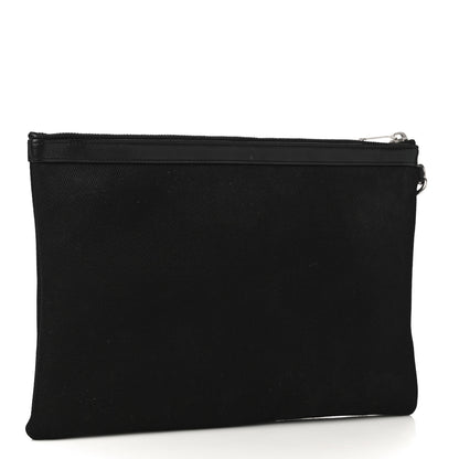 Saint Laurent Linen Canvas Rive Gouche Zipped Pouch Black 3 of 10