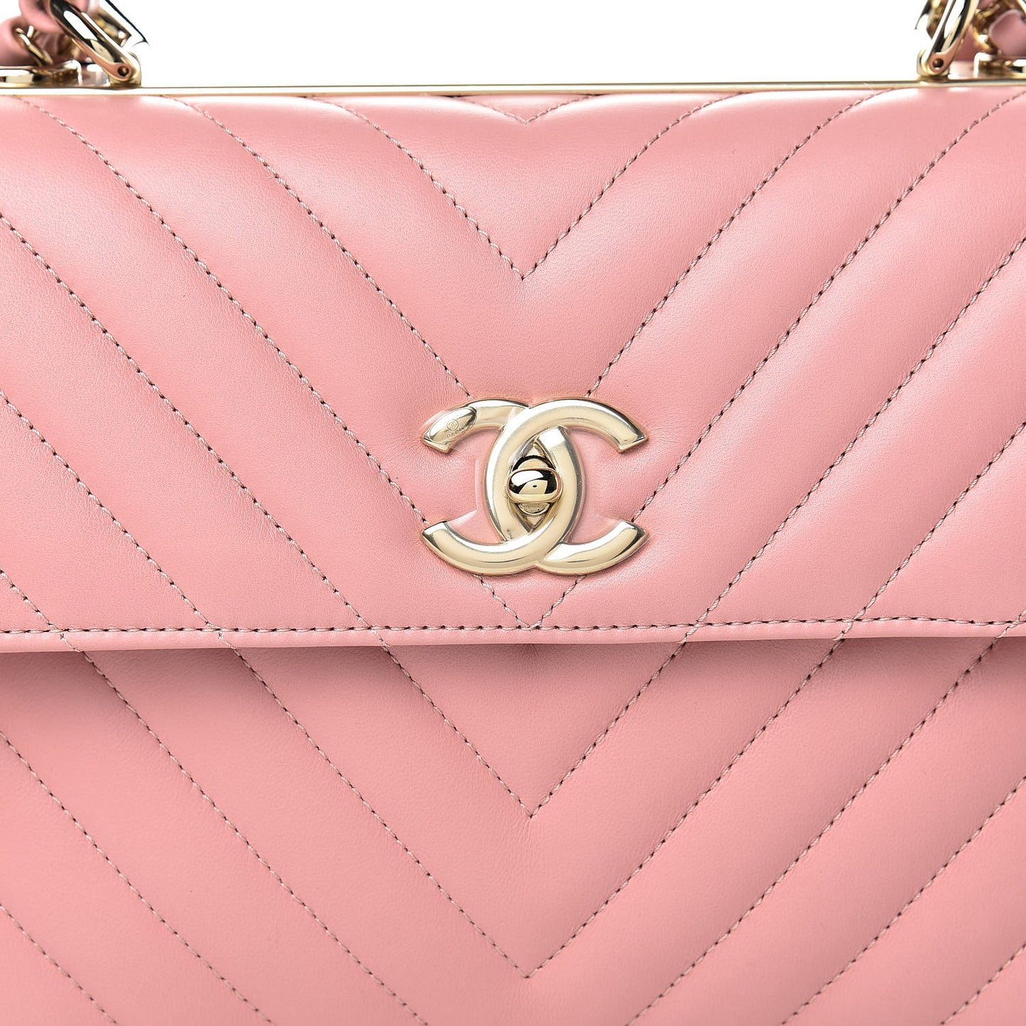Lambskin Chevron Quilted Small Trendy CC Dual Handle Flap Bag Light Pink
