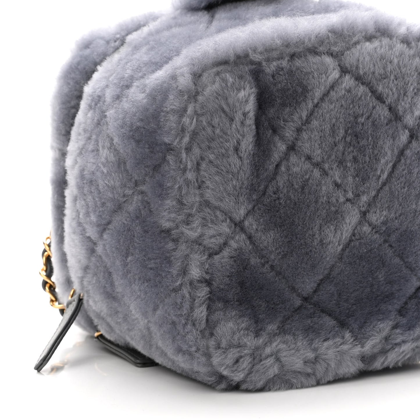 Shearling Lambskin Quilted Small Vanity Case Grey