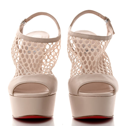 Christian Louboutin Nappa Resille Plougesta Alta 150 Sandals 38 Leche 2 of 8