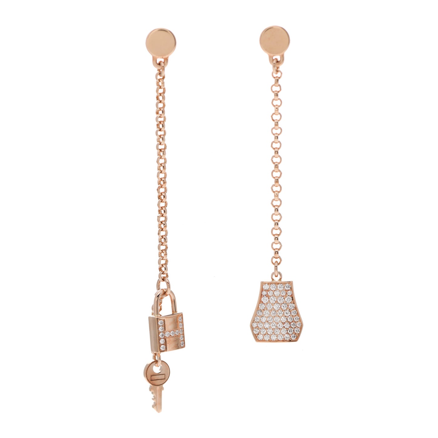 18K Rose Gold Diamond Kelly Clochette Drop Earrings