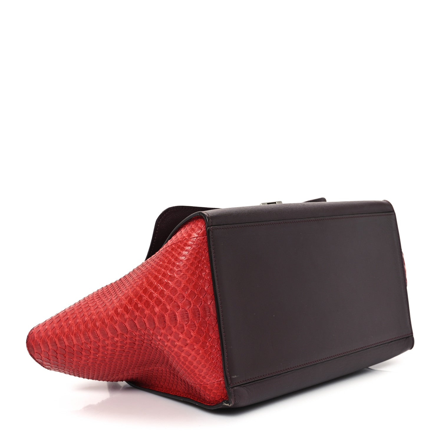 Celine Snakeskin Calfskin Medium Trapeze Wine 4 of 13