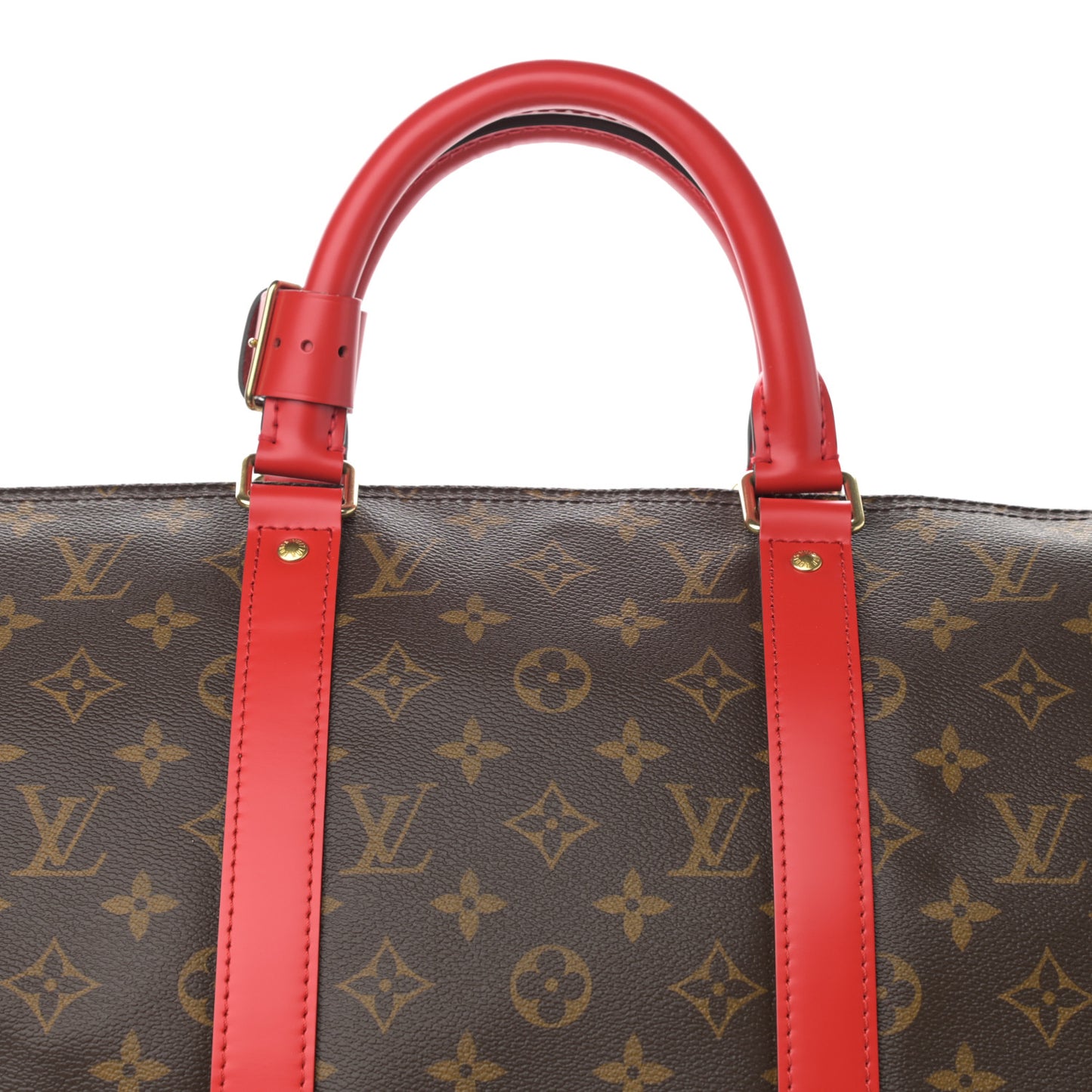 Calfskin Monogram Keepall Bandouliere 50 Coquelicot