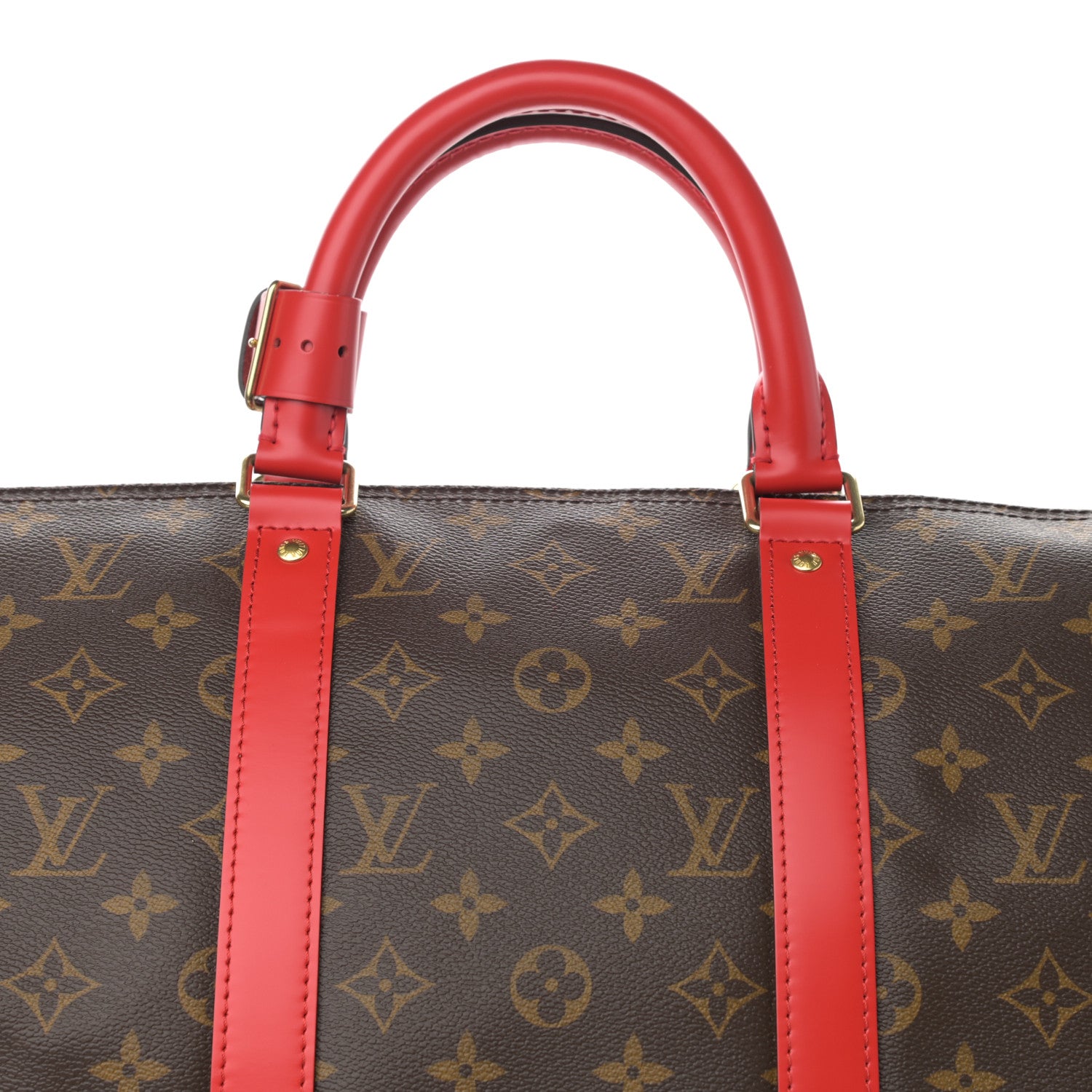 Louis Vuitton Calfskin Monogram Keepall Bandouliere 50 Coquelicot 7 of 9