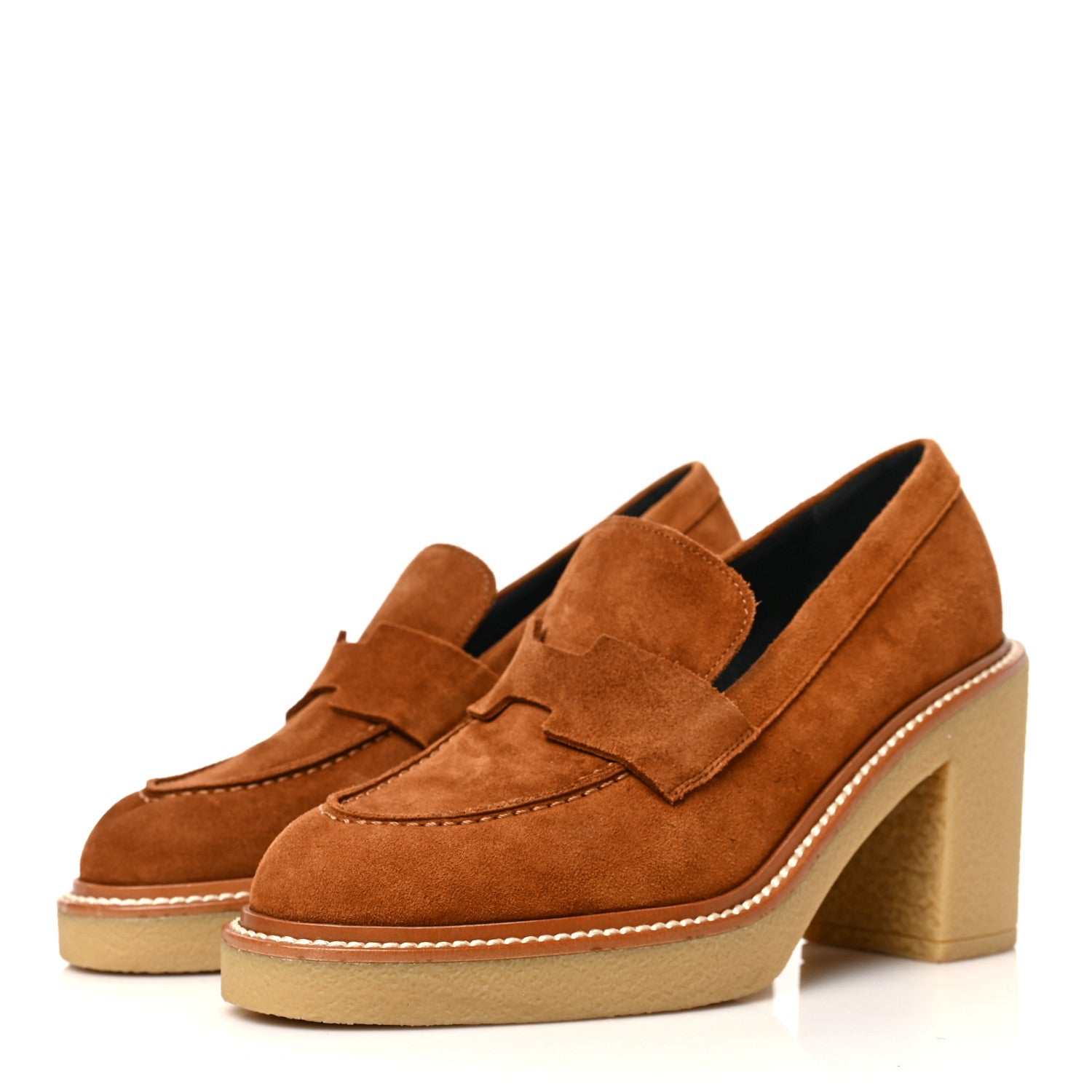 Hermes Suede Goatskin Didi 70 Loafers 36.5 36.5 Marron Iroko 3 of 8
