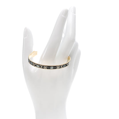 Gucci 18K Yellow Gold Black Enamel Icon Blooms Cuff Bracelet 2 of 7