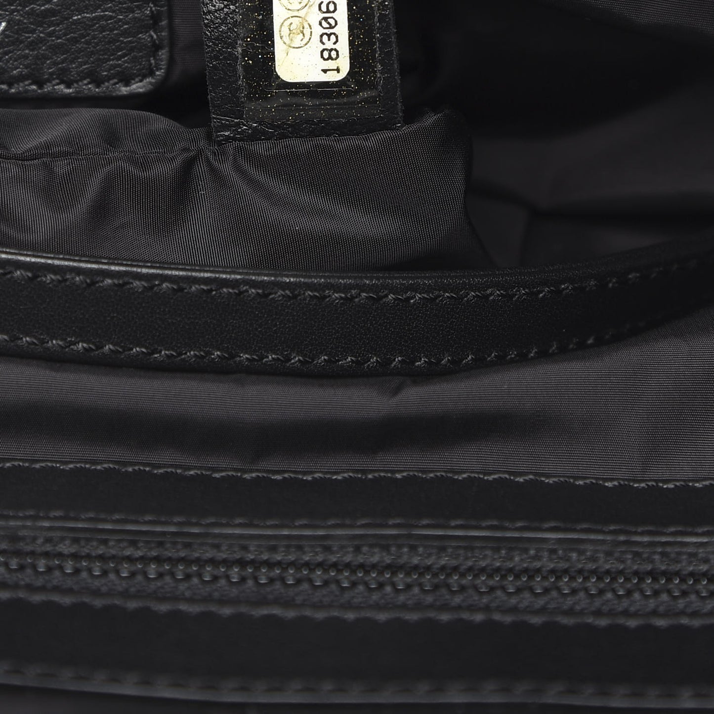 Lambskin Nylon Tweed Printed Tote Black White