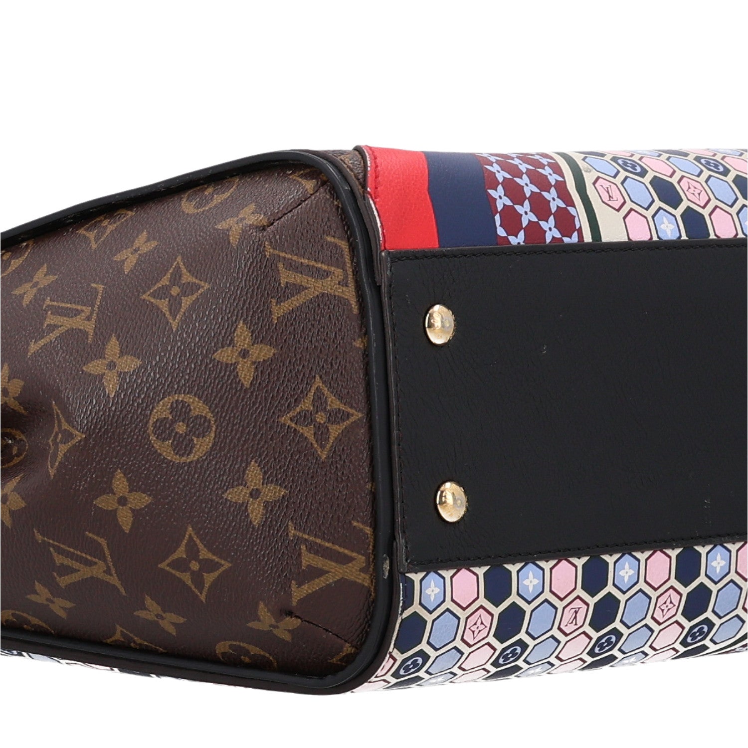 Louis Vuitton Calfskin Monogram Kimono Tote MM Rouge Navy 9 of 10