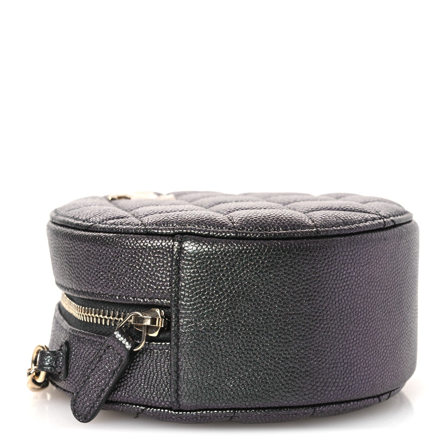 Chanel Iridescent Caviar Quilted Round Clutch With Chain Black 4 of 11