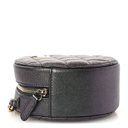 Chanel Iridescent Caviar Quilted Round Clutch With Chain Black 4 of 11