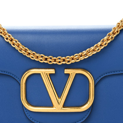 Valentino Garavani Calfskin Vlogo Loco Shoulder Bag Riverside Blue 8 of 10