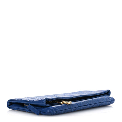 Chanel Calfskin Stitched Thin City Clutch Blue 12 of 16