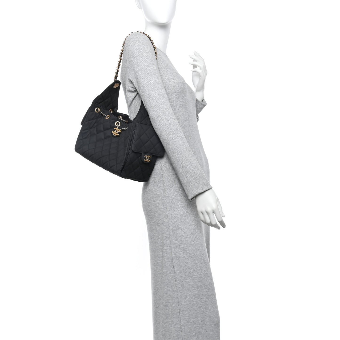 Canvas Quilted Small Chanel 25 Handbag Black