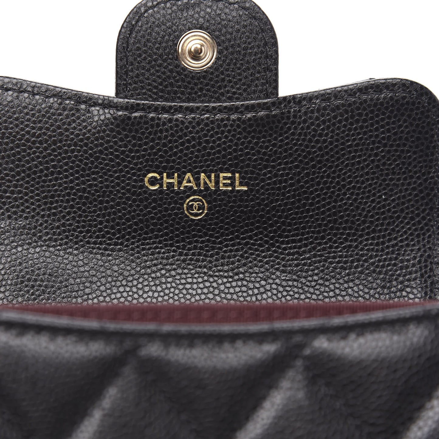 Caviar Quilted Flap Card Holder Chain Wristlet Black